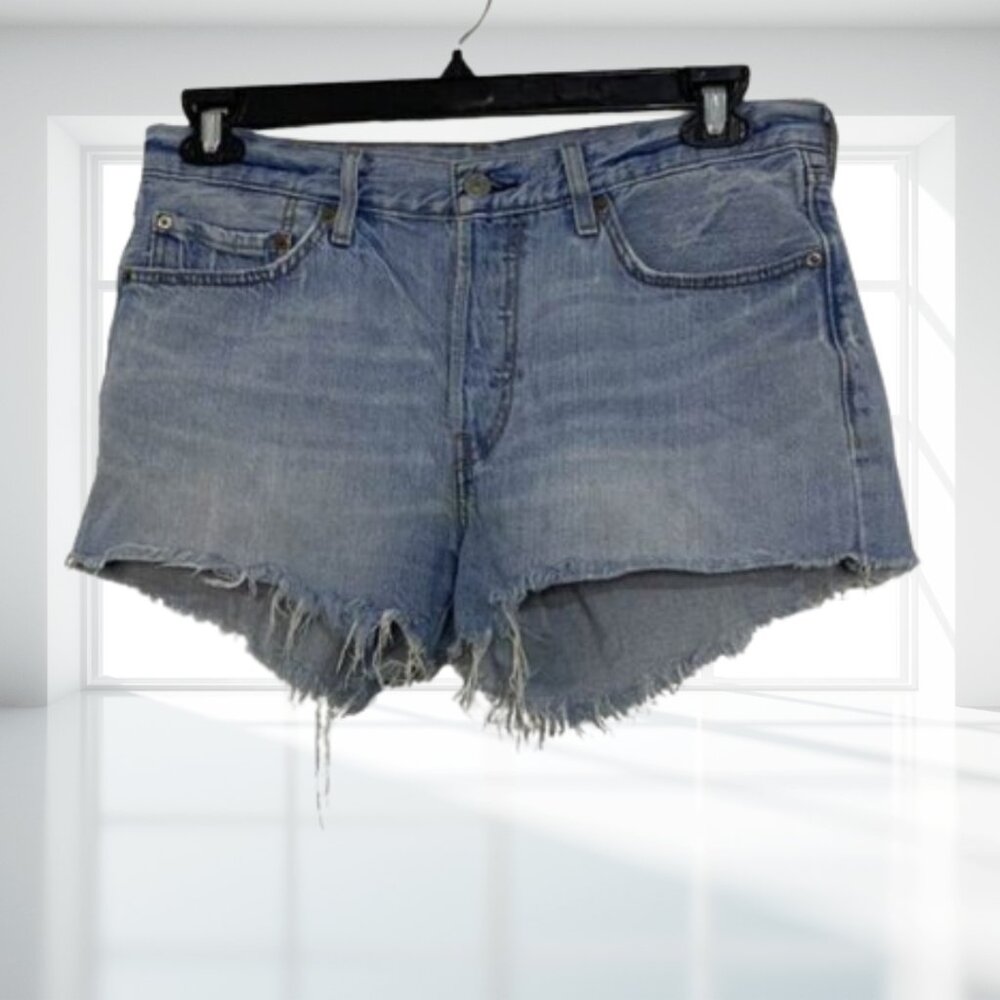 Levi's 501 30W Vintage Vibe Worn Button Fly Raw Hem Cutoff Jean Shorts